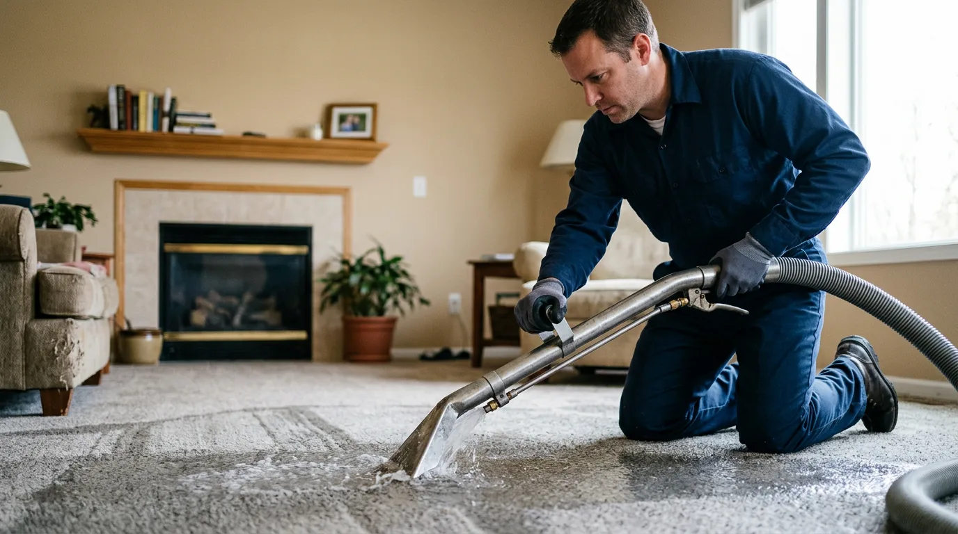 Water damage restoration technician working near Van Dyne, WI